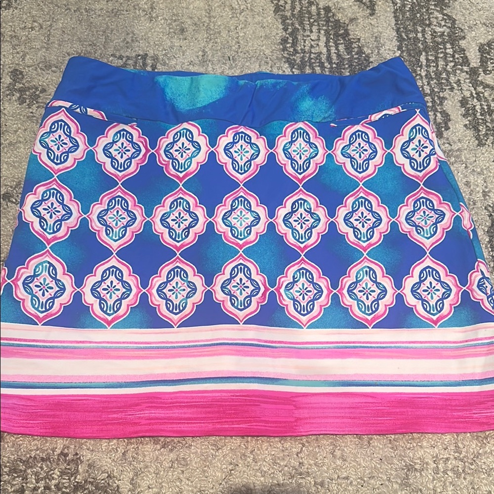 NWOT Aryeh Blue and Pink Patterned Women's Skort